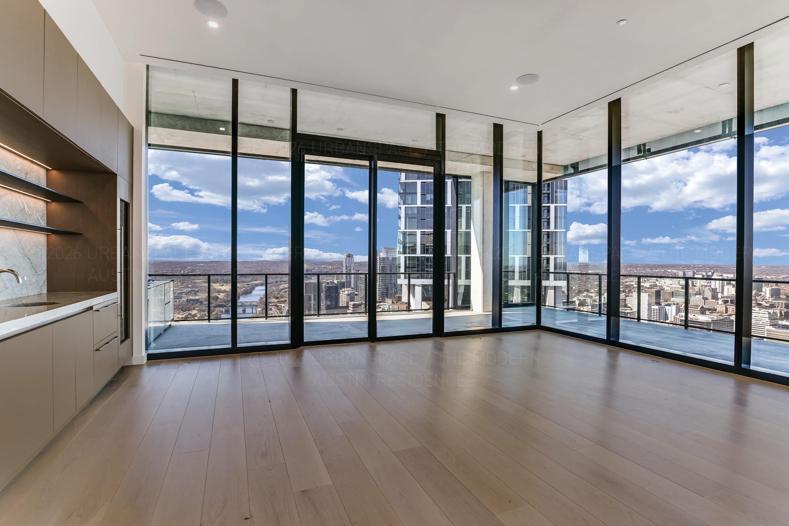 The Modern Austin living room with Lady Bird Lake views